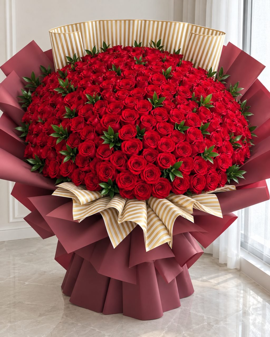 Magnífico Buquê com 500 Rosas Colombianas Vermelhas