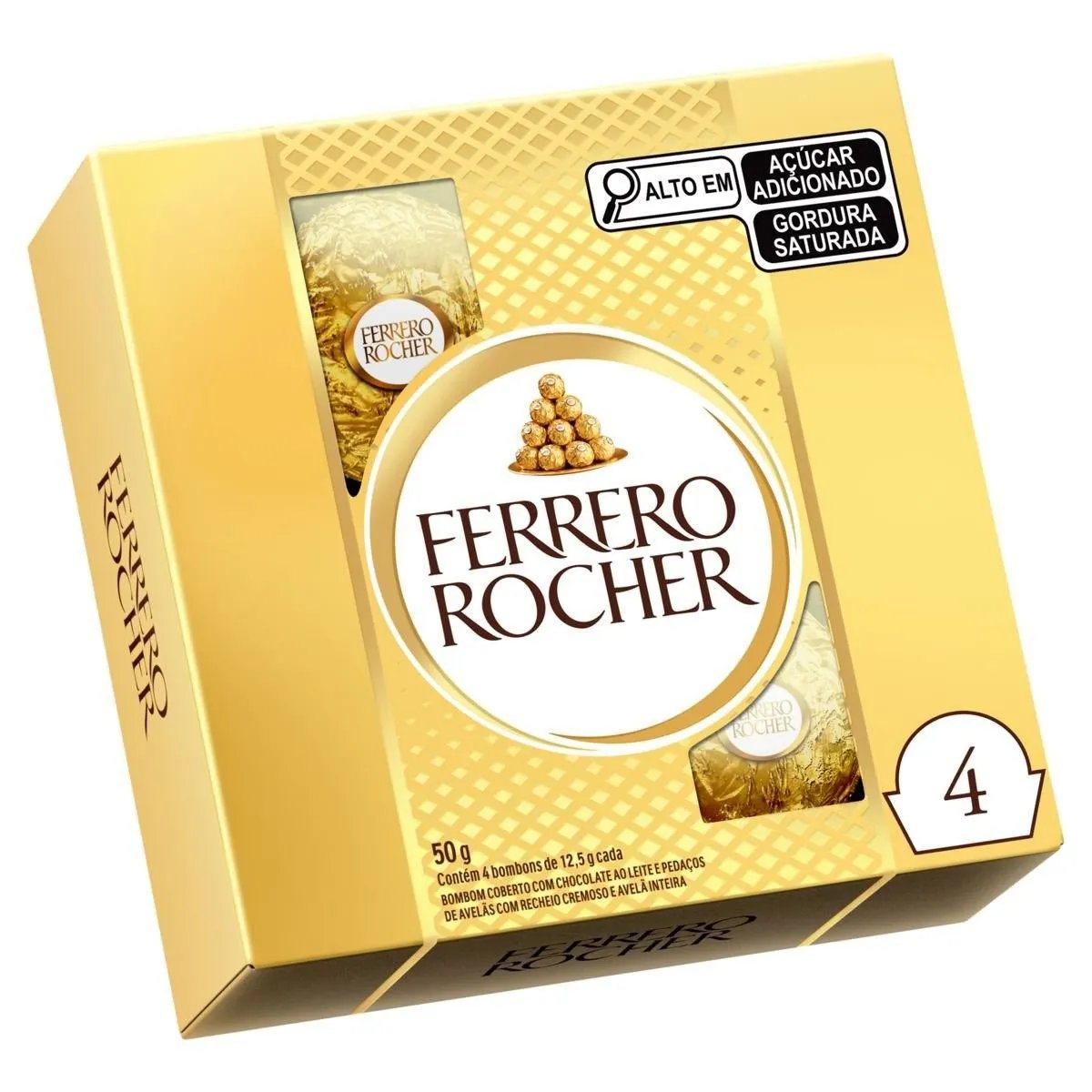 Bombom Ferrero Rocher 50g com 4 Unidades